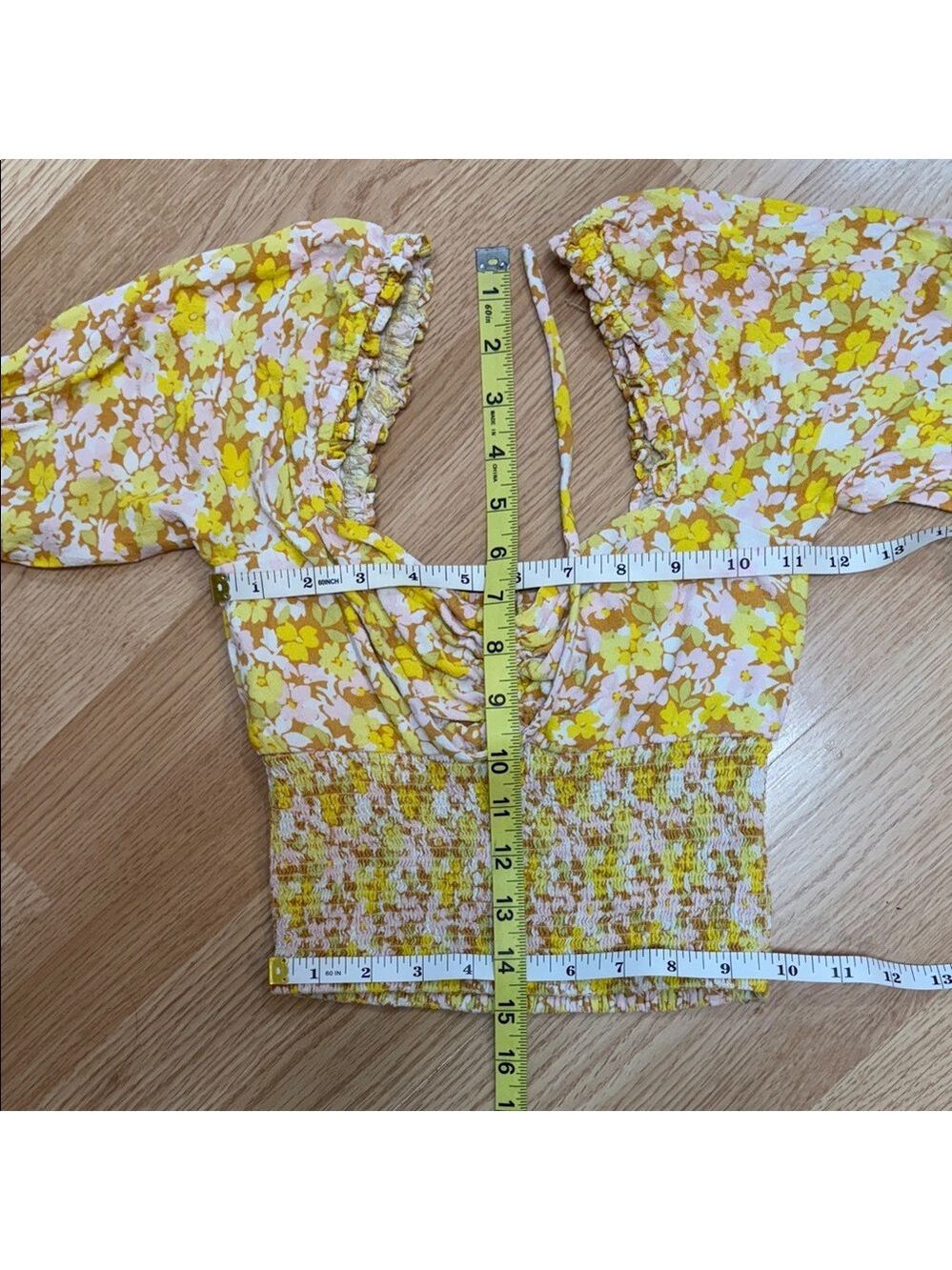 Urban Outfitters Floral Bell Sleeve Crop Blouse. Feminine Club Party Boho - Picture 6 of 7